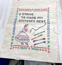 4 Hand Embroidered 1st Sampler Stitch in Time School Days Neat Stitches ... - $24.26