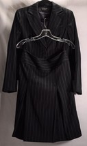 Signature Larry Levine Womens Two Piece Skirt Suit Black Pinstripe 8 - £42.60 GBP