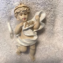 Vintage Avon Holiday Christmas Ornament - Cherub with Marabou Wings - Lo... - $23.95