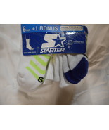 Boys Starter Crew Socks 6 Pair Size Small 6- 9 1/2 White Stripes Cushion... - $185.12 MXN