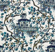 Lino Textiles Grace Asian Temple Crewel Floral Branch Fabric 6.75 Yards 54&quot;W - £78.14 GBP