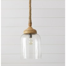 mango wood Glass Pendant with rope - £115.90 GBP