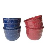Ceramic Custard Cups Ramekin Set Of 4 Speckled Blue Brick Red Succulent Planters - $307.18 MXN