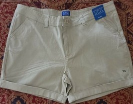 Simply Styled by Sears ~ Women&#39;s Size 14 ~ Khaki ~ Cuffed ~ Cotton Shorts - £17.65 GBP