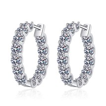 2.6CT D Color Moissanite Hoop Earring 925 Sterling Silver Plated with Gold Earri - £44.89 GBP