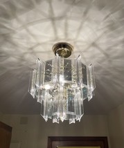 Vintage Contemporary 5 Light Chandelier With Acrylic Lucite Prisms And M... - $24.75