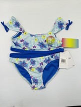 Hurley Girls&#39; Bikini 2-Piece Swimsuit Med Blue Purple Floral Hawaiian M NEW - $10.33