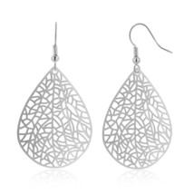 Teardrop Earrings for Women 14K Silver Plated Dangle Earrings Handmade Filigree  - £19.82 GBP