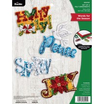 Bucilla Felt Applique 4 Piece Ornament Making Kit, Words for The Season,... - £23.80 GBP