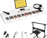 Vangoa Keyboard Piano With 61 Lighted Keys, Full-Size Electric Piano, Wh... - £134.87 GBP