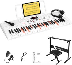 Vangoa Keyboard Piano With 61 Lighted Keys, Full-Size Electric Piano, Wh... - £122.62 GBP