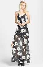 Astr Floral Appliqué Lace Maxi Dress Sz L Black White - $58.21
