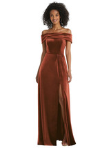 Draped Cuff Off-the-Shoulder Velvet Maxi Dress..1554..Auburn Moon..Size 16..NWT - £59.13 GBP