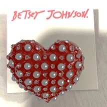 Betsey Johnson Faux Pearls and Rhinestones Statement Ring w/ Stretch Band - $31.36