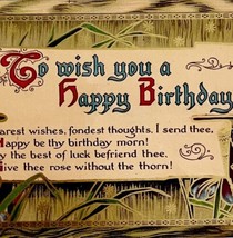 Happy Birthday Poem Greeting Postcard 1910s Flowers Gold Card PCBG3D - $14.99