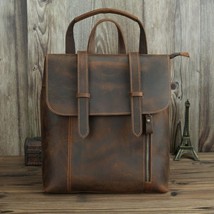 Crazy Horse Leather Retro Men Backpack 2022 New Handmade First Layer Cowhide Mul - £131.24 GBP