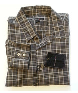 John Varvatos Men Shirt Size L (17.5-36) Plaid Pattern Light 100% Cotton  - $72.75