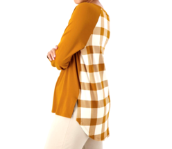 Any Body Cozy Knit Luxe Tunic Top Plaid Printed Back- Ginger Spice, Xs - £17.31 GBP