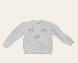 Vintage 80s fairy kei fashion kawai Hand-knit Pullover Romantic Floral S... - $58.36