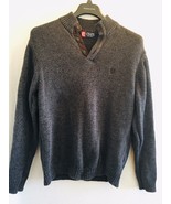Chaps Sweater Pullover Mens Size L Dark Gray Cable Knit Mock Neck Button... - £22.67 GBP