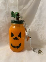 Lighted Mason Jar Pumpkin Fall Decoration Crafty Halloween Decoration Light - £8.02 GBP