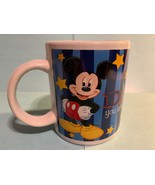 Vintage Disney MICKEY MOUSE &quot;DAD You Are My Star&quot; Striped Ceramic Mug - £5.57 GBP