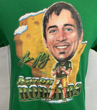 Green Bay Packers T Shirt Aaron Rodgers Caricature Logo Tee NFL Mens Medium - £15.65 GBP