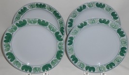 Set (4) Arabia GREEN LAUREL PATTERNSalad Plates MADE IN FINLAND - $29.69