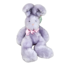 Russ Berrie Mennington Purple Bunny Rabbit Pink Bow Stuffed Animal Plush Toy Tag - £44.80 GBP