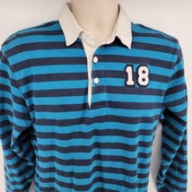 Brooks Brothers Fleece Rugby Shirt Blue Striped Men&#39;s XL Long Sleeve Pol... - £23.70 GBP