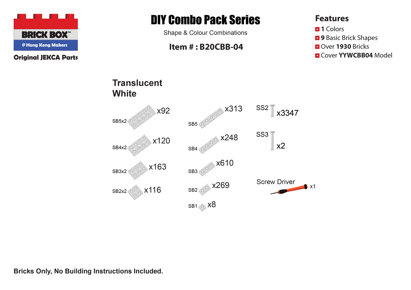 Bearbrick (Transluscent) Brick Sculpture (JEKCA Lego Bricks) DIY Kit Item image 4