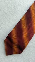 Jhane Barnes Men’s Silk Necktie Red &amp; Orange Plaid Made In Italy - $23.00 CAD