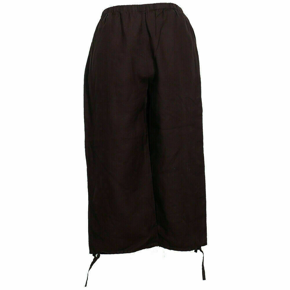EILEEN FISHER Clove Brown Handkerchief Linen Wide Capri Pants XS - $89.99