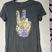 Modern Lux Peace Love” short sleeve, graphic shirt, size extra small - £10.26 GBP