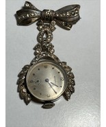 1920s GOTHAM 7j SWISS ART DECO STERLING SILVER &amp; RHINESTONE WATCH BROOCH - $837.15 MXN