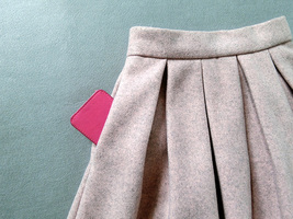 Winter Pink Midi Pleated Skirt Women Custom Plus Size Midi Woolen Party Skirt image 7