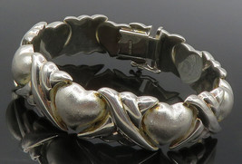 925 Sterling Silver - Shiny XO Hugs &amp; Kisses Heart Link Chain Bracelet - BT5189 - £97.43 GBP