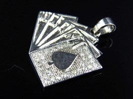 0.10CT Genuine Diamond Straight Poker Cards Pendant/Charm in 10k White Gold - £102.26 GBP