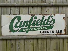 Vintage Canfield’s Beverages Ginger Ale Tin Embossed Sign - $738.65 CAD
