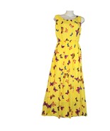 Yu Yee Fashions Womens Small Midi Sun Dress Yellow Butterflies Vacation ... - $33.04 CAD