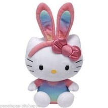 Ty Beanie Baby 2013 Hello Kitty Plush Easter Rainbow Bunny Ears 9" 23cm - $11.02