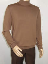 Men's Sweater Knit By BRANGO Turkey Mock Neck Cotton Blend 21050 Coffee image 7