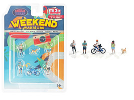 Weekend Warriors 6 piece Diecast Figure Set 4 Figures 1 Dog 1 Bicycle Li... - $24.00