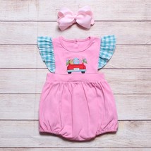 NEW Boutique Baby Girls Easter Egg Truck Ruffle Romper Jumpsuit - £6.81 GBP
