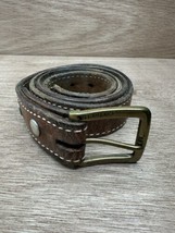 vintage USA made CARHARTT buckle belt WESTERN leather brown 35-38 waist - $19.80