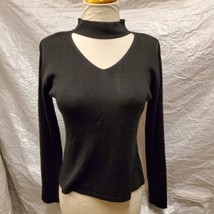 Joseph A. Women&#39;s Black Silk Long-Sleeved V-Neck Choker Sweater, Size S - £27.05 GBP
