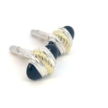 David Yurman Authentic Estate Onyx Cufflinks 14k Gold &amp; Silver 12.5 Grams DY420 - £379.47 GBP