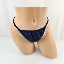 VINTAGE Jacquad SATIN STRING BIKINI PANTY w/ BOWS by MORGAN TAYLOR sz 5/... - $44.54