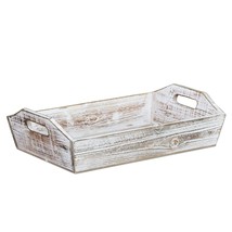White Rustic Finish Wood Serving Tray With Handles - $1,592.84 MXN