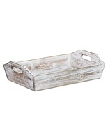 White Rustic Finish Wood Serving Tray With Handles - $1,592.84 MXN